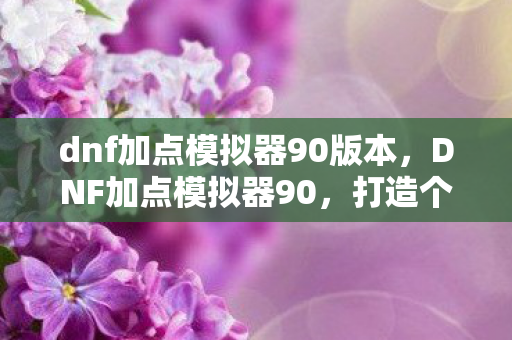 dnf加点模拟器90版本，DNF加点模拟器90，打造个性化角色，提升战斗效率