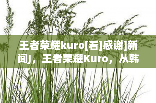 王者荣耀kuro[看]感谢]新闻J，王者荣耀Kuro，从韩流王者到全球电竞巨星的蜕变之路