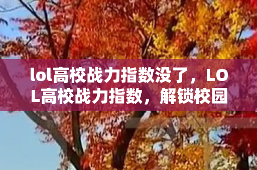 lol高校战力指数没了，LOL高校战力指数，解锁校园电竞新纪元