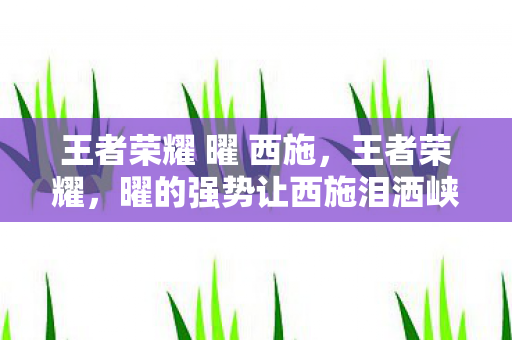王者荣耀 曜 西施，王者荣耀，曜的强势让西施泪洒峡谷