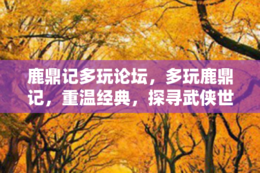 鹿鼎记多玩论坛，多玩鹿鼎记，重温经典，探寻武侠世界的奥秘