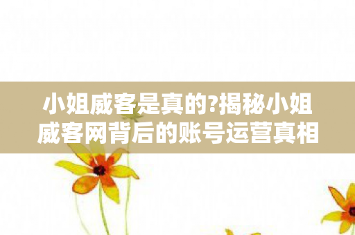 小姐威客是真的?揭秘小姐威客网背后的账号运营真相