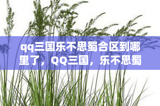 qq三国乐不思蜀合区到哪里了，QQ三国，乐不思蜀的奇幻之旅
