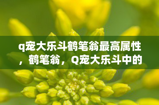 q宠大乐斗鹤笔翁最高属性，鹤笔翁，Q宠大乐斗中的传奇角色