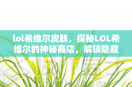 lol希维尔皮肤，探秘LOL希维尔的神秘商店，解锁隐藏福利与惊喜