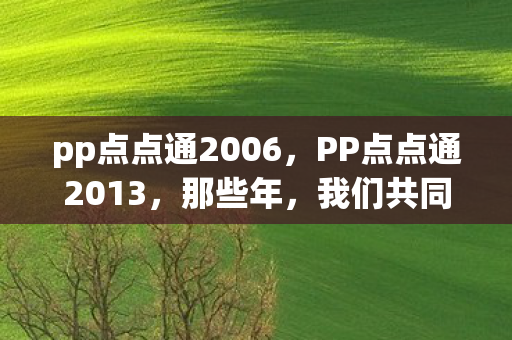 pp点点通2006，PP点点通2013，那些年，我们共同走过的数字生活