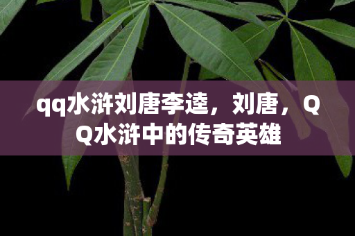 qq水浒刘唐李逵，刘唐，QQ水浒中的传奇英雄