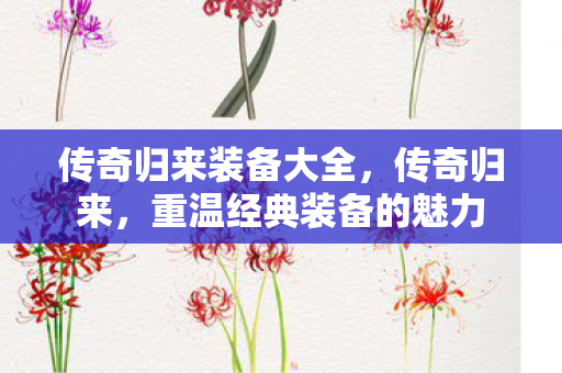 传奇归来装备大全,传奇归来,重温经典装备的魅力 传奇归来装备大全,传奇归来,重温经典装备的魅力