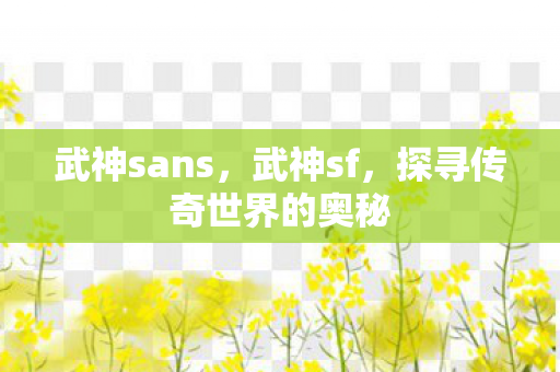 武神sans，武神sf，探寻传奇世界的奥秘