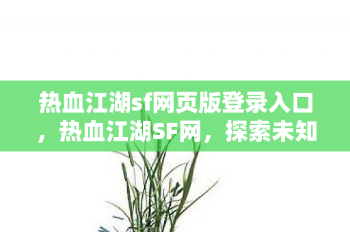 热血江湖sf网页版登录入口，热血江湖SF网，探索未知世界的奇幻之旅