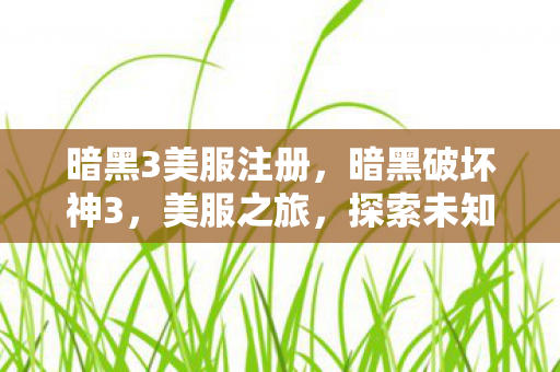 暗黑3美服注册，暗黑破坏神3，美服之旅，探索未知与传奇的冒险