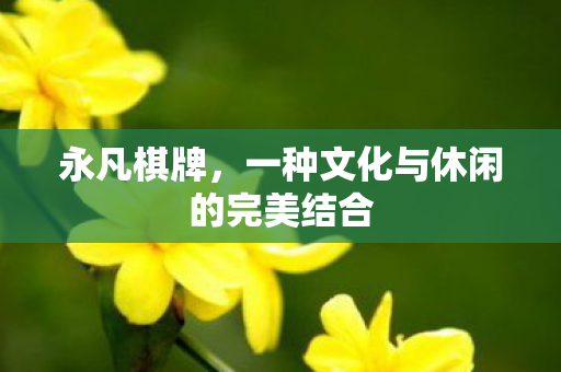 永凡棋牌，一种文化与休闲的完美结合