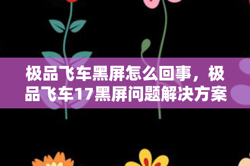 极品飞车黑屏怎么回事,极品飞车17黑屏问题解决方案 极品飞车黑屏怎么回事,极品飞车17黑屏问题解决方案