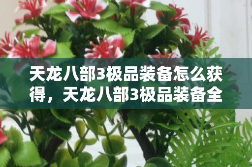 天龙八部3极品装备怎么获得，天龙八部3极品装备全解析