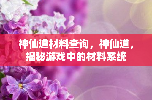 神仙道材料查询，神仙道，揭秘游戏中的材料系统
