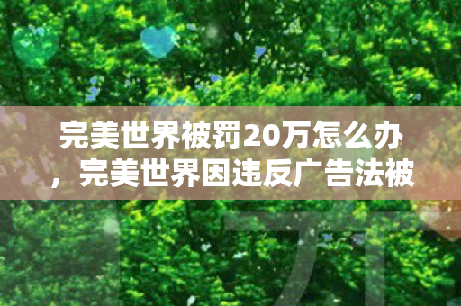 完美世界被罚20万怎么办，完美世界因违反广告法被罚20万，加强合规管理，守护企业信誉
