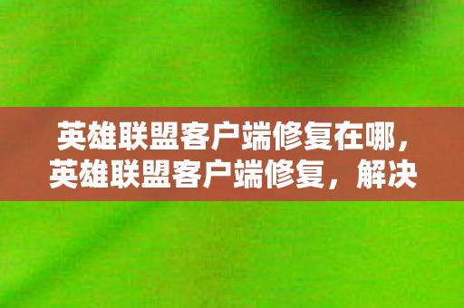 英雄联盟客户端修复在哪，英雄联盟客户端修复，解决游戏卡顿与崩溃的终极指南