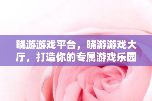 晓游游戏平台，晓游游戏大厅，打造你的专属游戏乐园
