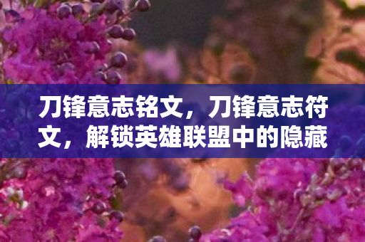 刀锋意志铭文，刀锋意志符文，解锁英雄联盟中的隐藏力量