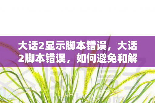大话2显示脚本错误，大话2脚本错误，如何避免和解决常见问题