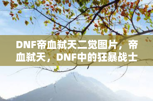 DNF帝血弑天二觉图片,帝血弑天,DNF中的狂暴战士传奇 DNF帝血弑天二觉图片,帝血弑天,DNF中的狂暴战士传奇