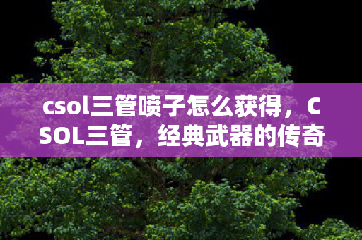 csol三管喷子怎么获得，CSOL三管，经典武器的传奇故事