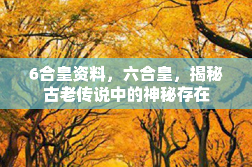 6合皇资料，六合皇，揭秘古老传说中的神秘存在
