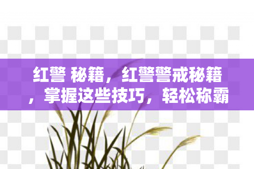 红警 秘籍，红警警戒秘籍，掌握这些技巧，轻松称霸战场