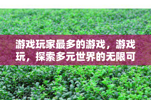 游戏玩家最多的游戏，游戏玩，探索多元世界的无限可能