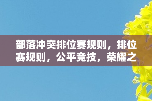 部落冲突排位赛规则,排位赛规则,公平竞技,荣耀之战 部落冲突排位赛规则,排位赛规则,公平竞技,荣耀之战