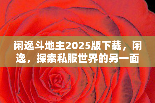 闲逸斗地主2025版下载,闲逸,探索私服世界的另一面 闲逸斗地主2025版下载,闲逸,探索私服世界的另一面