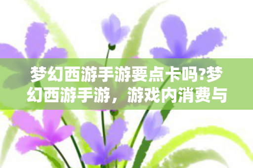 梦幻西游手游要点卡吗?梦幻西游手游，游戏内消费与点卡制度解析