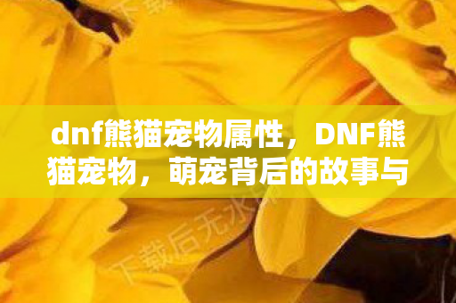 dnf熊猫宠物属性，DNF熊猫宠物，萌宠背后的故事与游戏文化