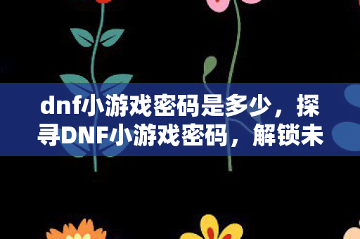 dnf小游戏密码是多少，探寻DNF小游戏密码，解锁未知的乐趣