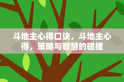 斗地主心得口诀，斗地主心得，策略与智慧的碰撞