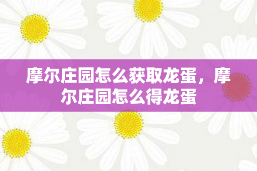 摩尔庄园怎么获取龙蛋，摩尔庄园怎么得龙蛋