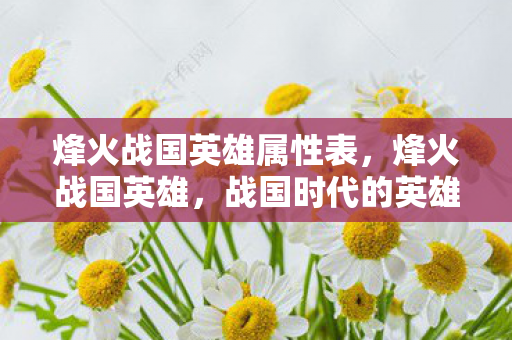 烽火战国英雄属性表，烽火战国英雄，战国时代的英雄传奇