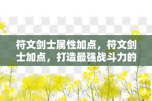 符文剑士属性加点，符文剑士加点，打造最强战斗力的策略指南