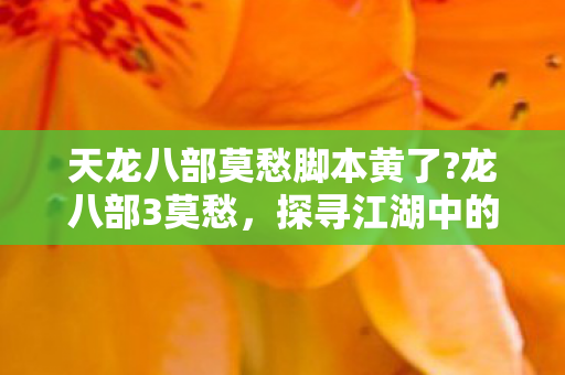 天龙八部莫愁脚本黄了?龙八部3莫愁，探寻江湖中的柔情侠骨