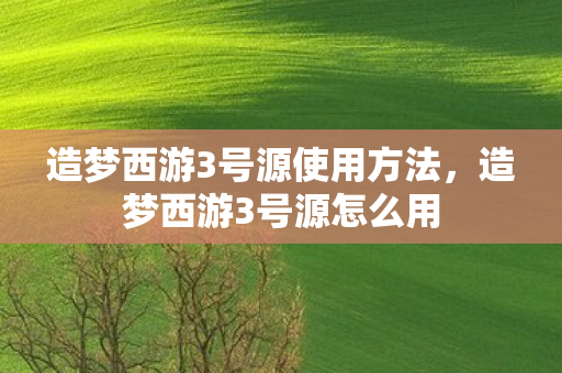 造梦西游3号源使用方法，造梦西游3号源怎么用