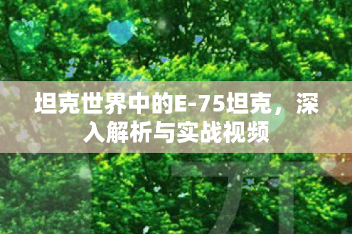 坦克世界中的E-75坦克,深入解析与实战视频 坦克世界中的E-75坦克,深入解析与实战视频