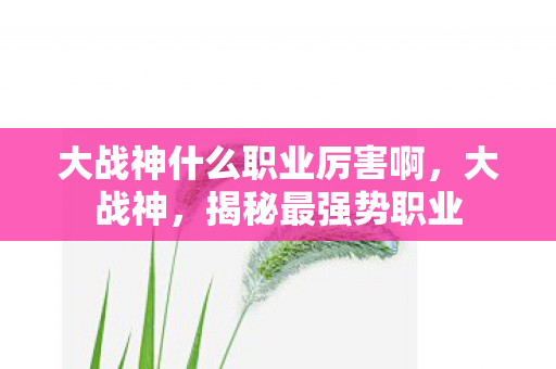 大战神什么职业厉害啊，大战神，揭秘最强势职业