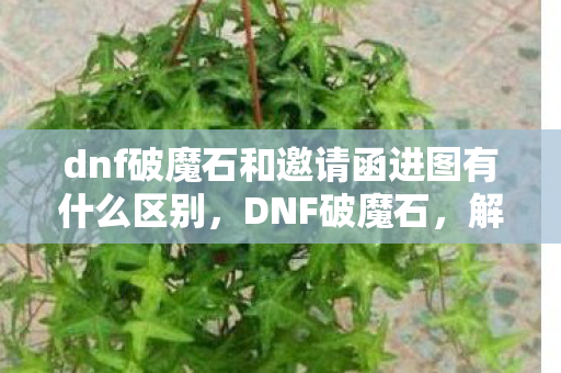 dnf破魔石和邀请函进图有什么区别，DNF破魔石，解锁无限可能的神秘道具