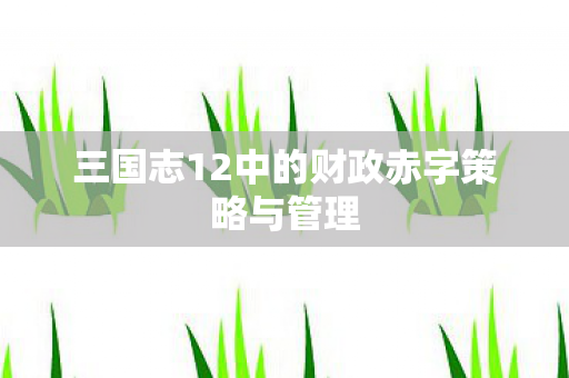 三国志12中的财政赤字策略与管理 三国志12中的财政赤字策略与管理