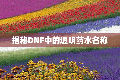 揭秘DNF中的透明药水名称 揭秘DNF中的透明药水名称