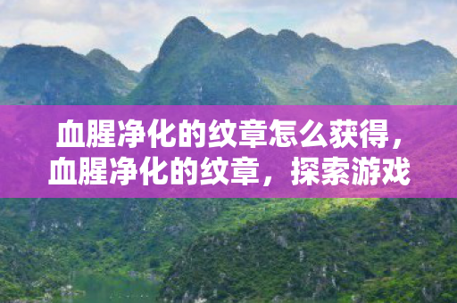 血腥净化的纹章怎么获得，血腥净化的纹章，探索游戏世界的神秘符号