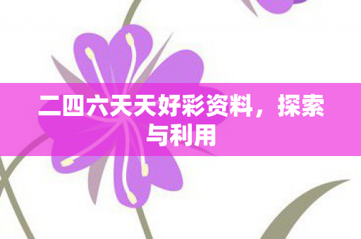 二四六天天好彩资料，探索与利用