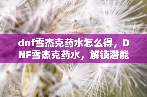 dnf雪杰克药水怎么得，DNF雪杰克药水，解锁潜能，助力角色成长的神秘药剂