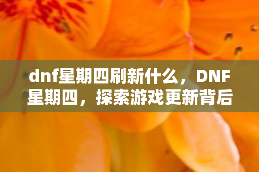 dnf星期四刷新什么，DNF星期四，探索游戏更新背后的奥秘