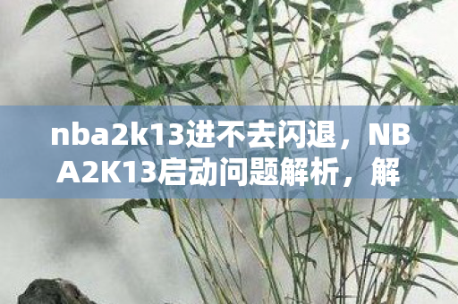 nba2k13进不去闪退，NBA2K13启动问题解析，解锁游戏无法进入的困扰